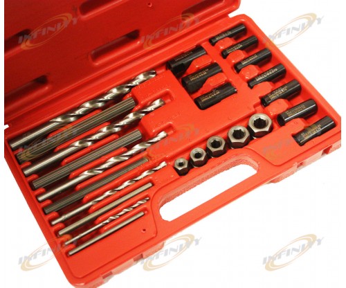 25pc Screw Extractor Drill & Guide Remove Broken Screws Bolts Fasteners Set